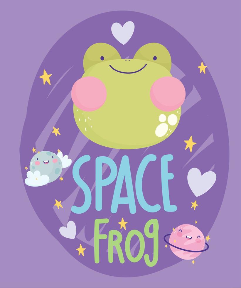 space frog face love cartoon cute text vector