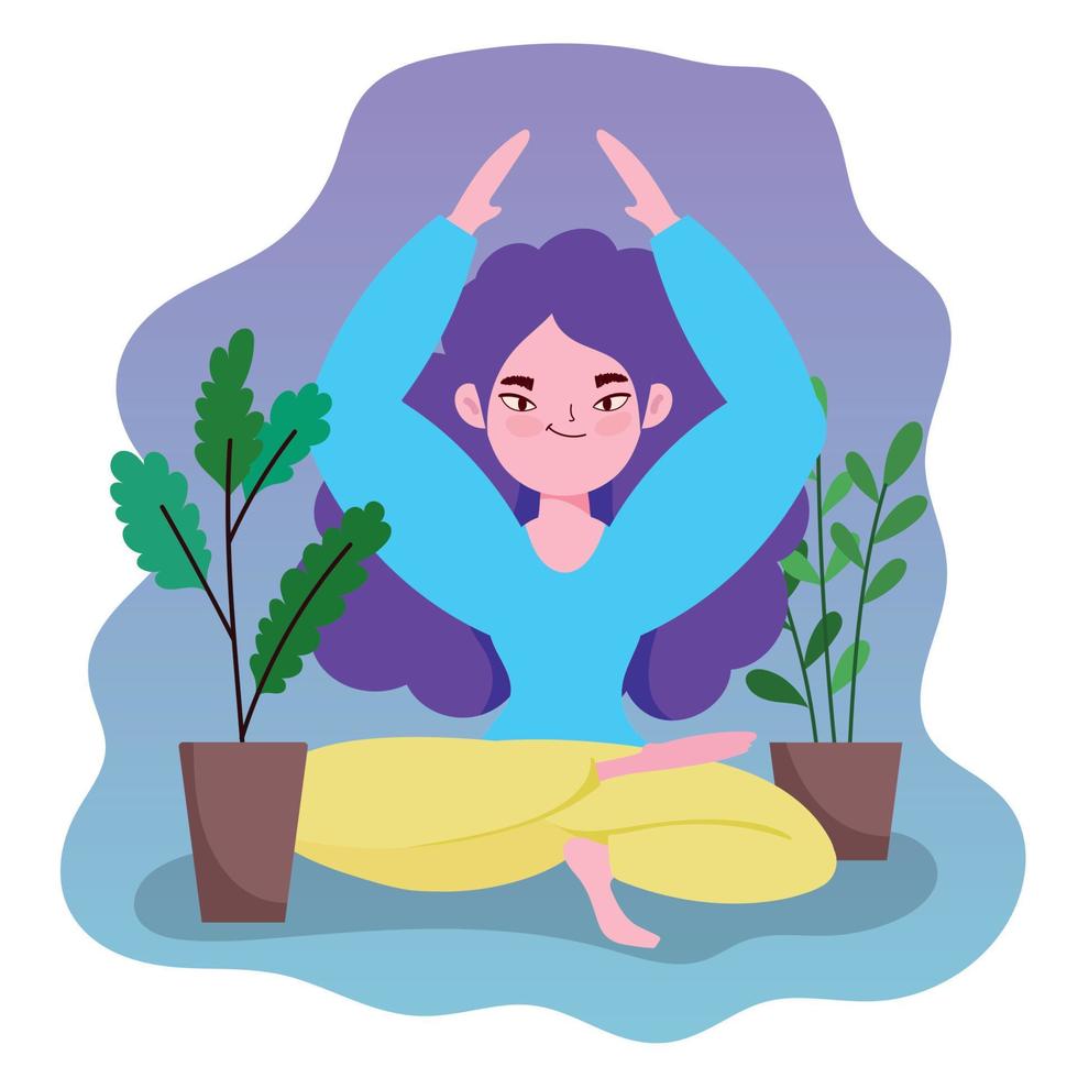 yoga online, girl yoga lotus vector