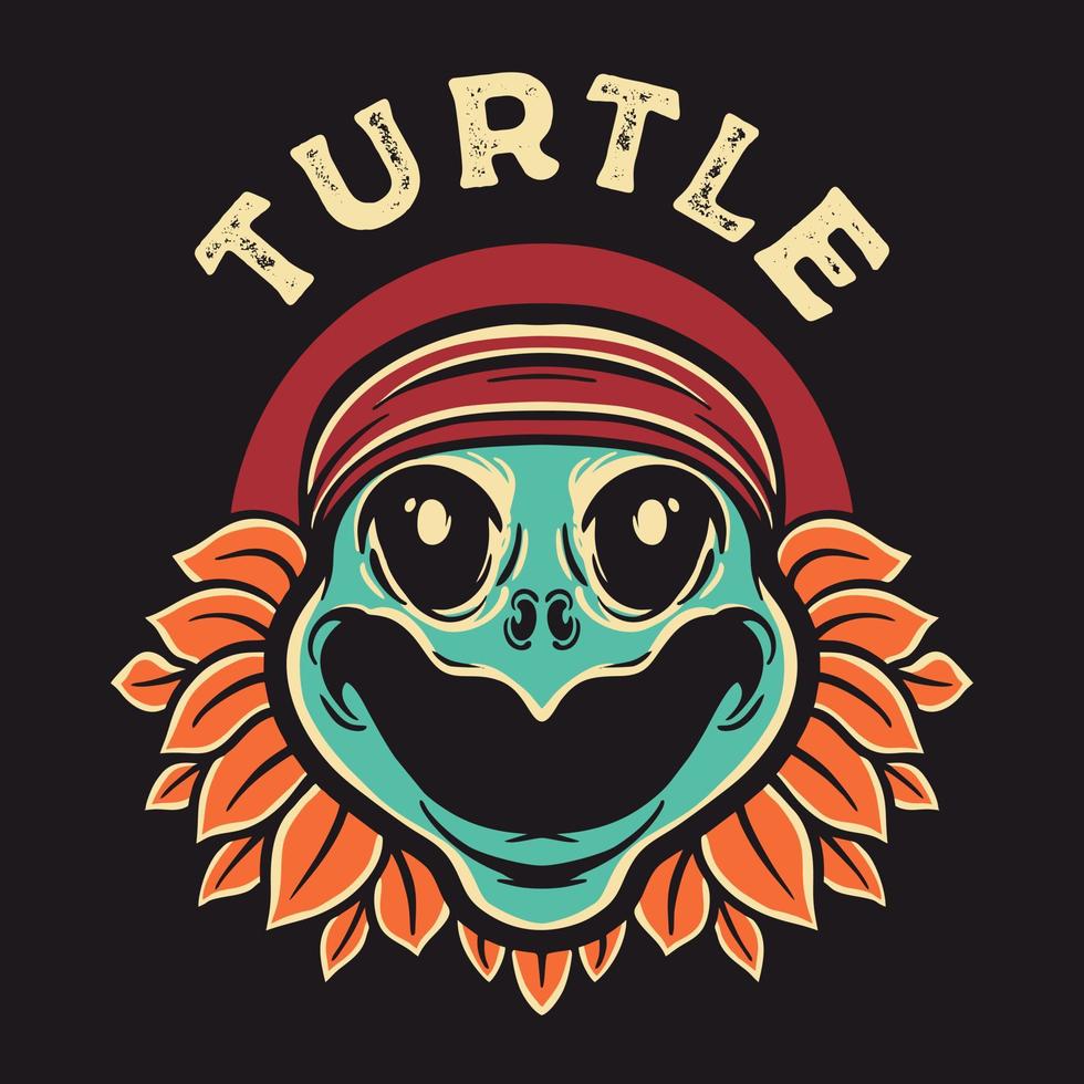 Turtle Head Cartoon Vector Illustration