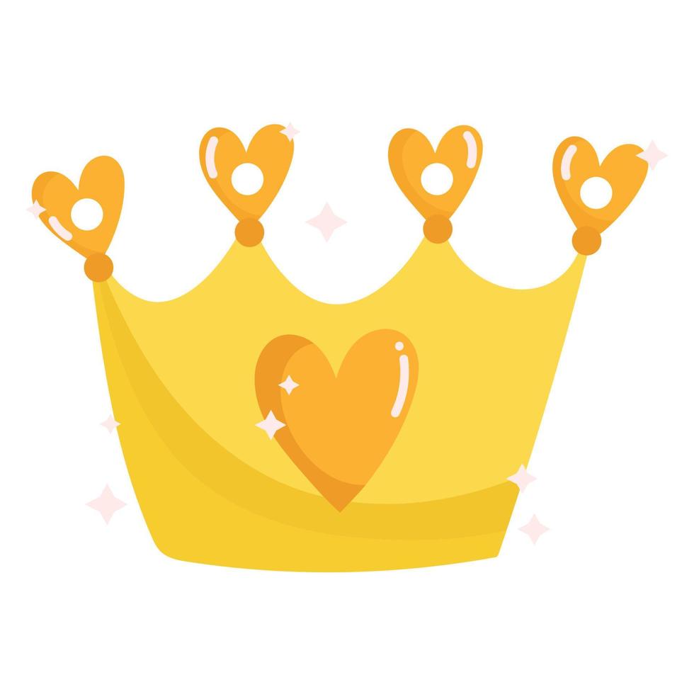 golden crown heart jewelry monarchy cartoon icon vector
