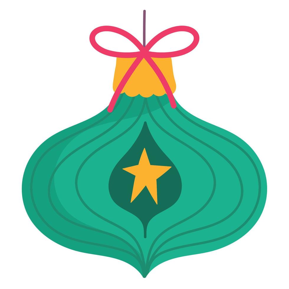 merry christmas ball with star ornament decoration and celebration icon vector