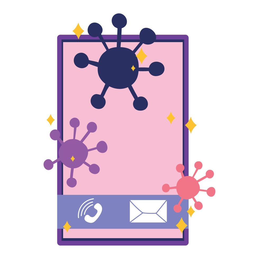 covid 19 virus and smartphone vector design
