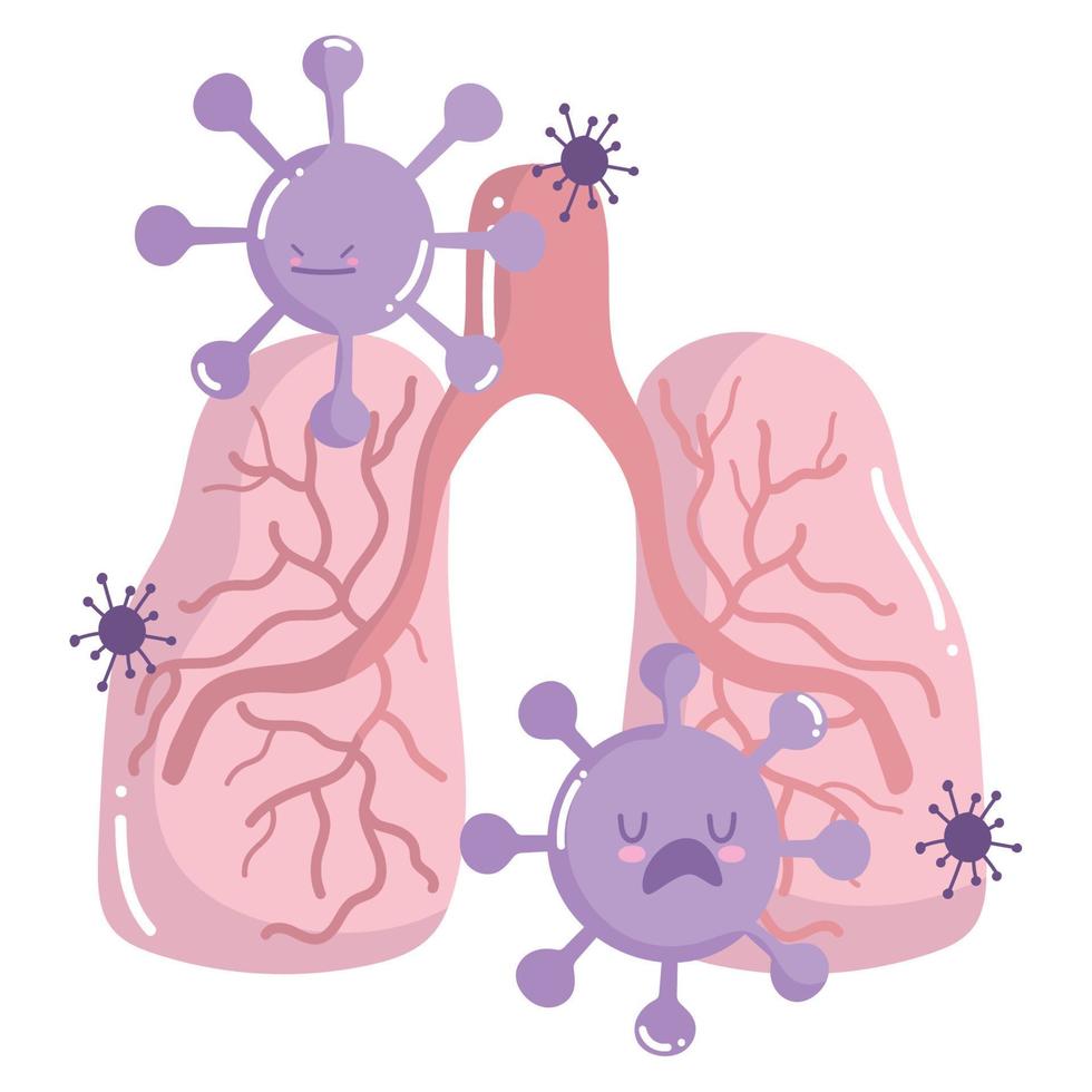 covid 19 virus in lungs vector design
