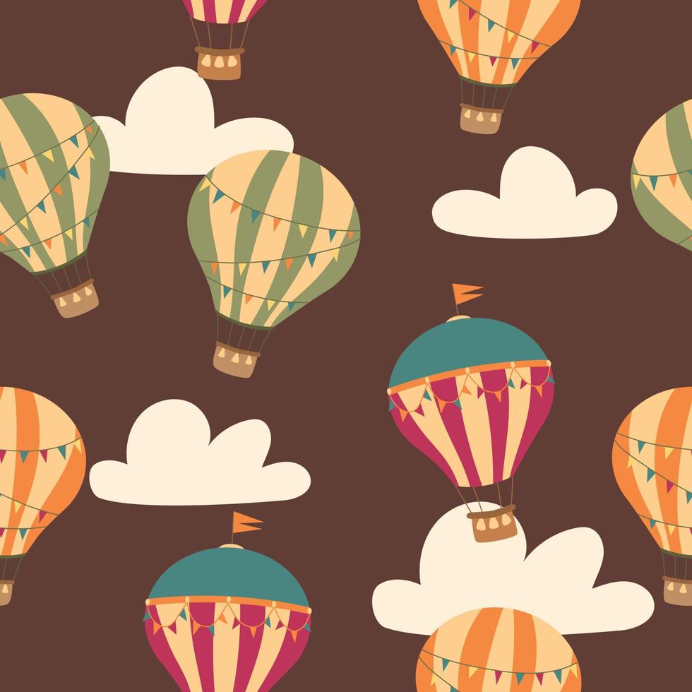 Hot air balloon seamless pattern vector