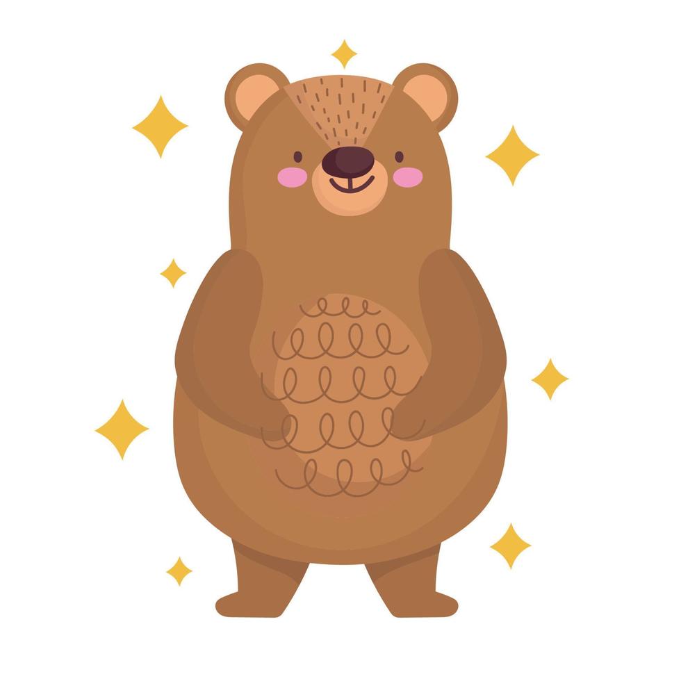 cute bear animal with stars in cartoon design vector