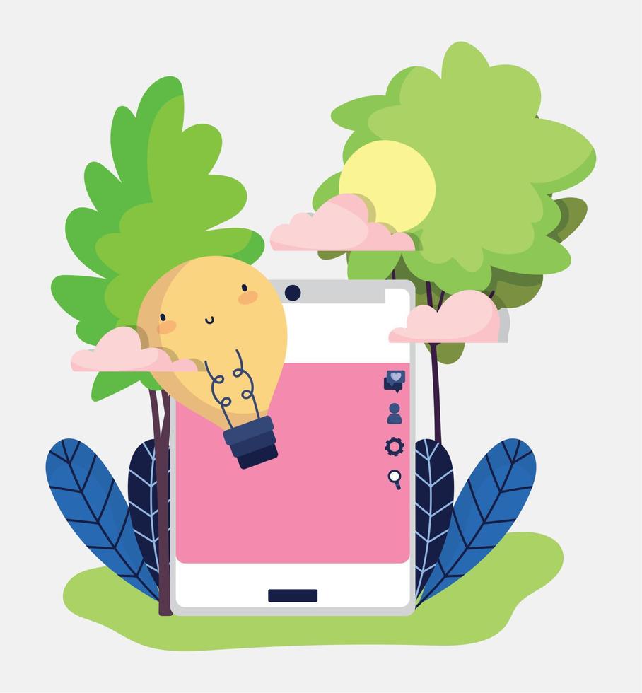 smartphone bulb creativity idea social media vector
