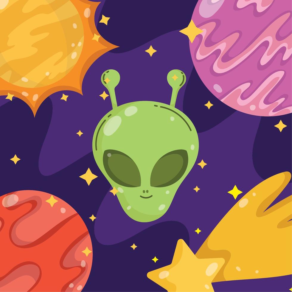 alien planet star space galaxy astronomy in cartoon style vector