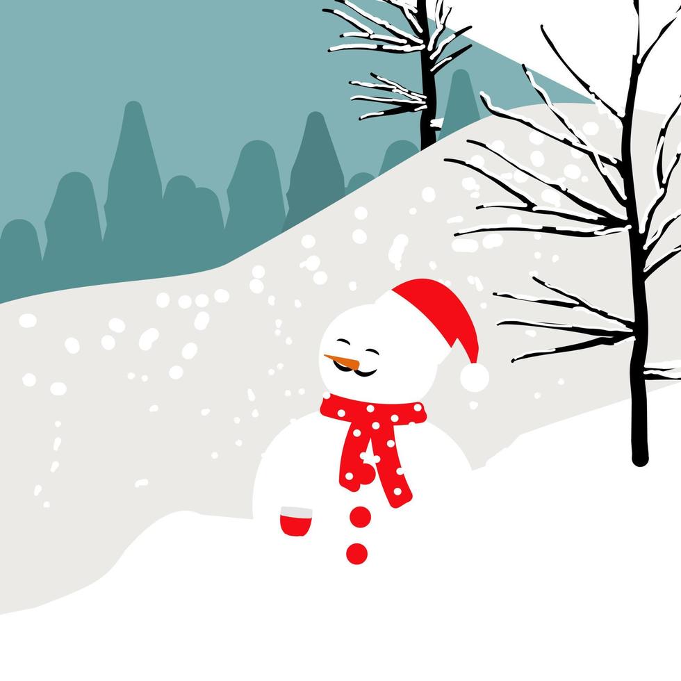 Christmas winter landscape postcard. Retro color of winter landscape , santa clause.Minimal winter concept. vector