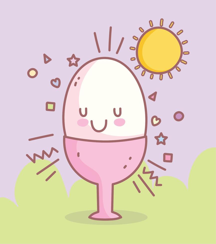 boiled egg in cup character menu restaurant cartoon food cute vector