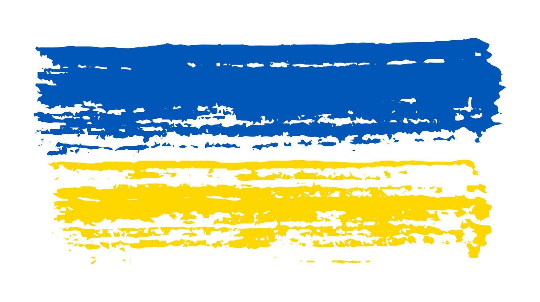 Ukrainian national flag in grunge style. Painted with a brush stroke flag of Ukraine. Vector illustration