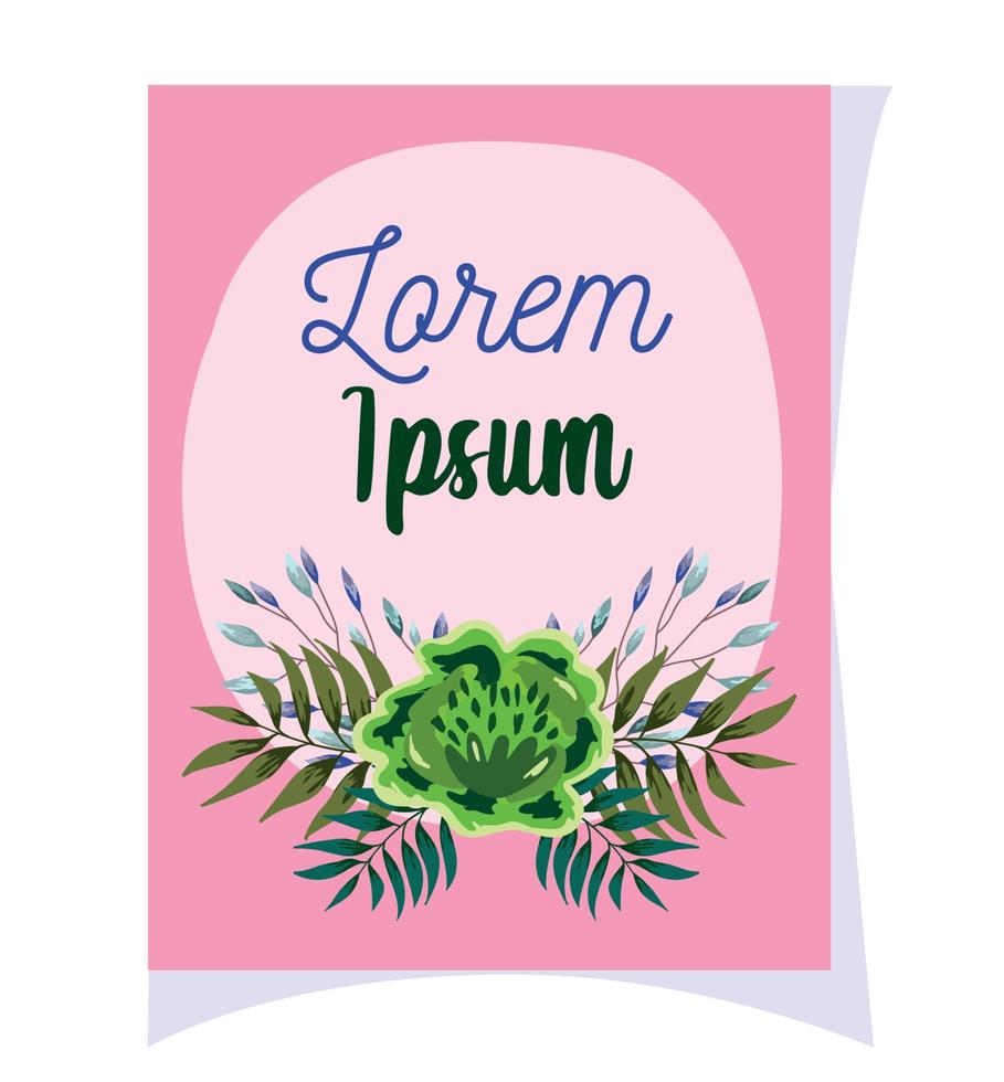 invitación de boda, corona con flores y hojas plantilla floral vector