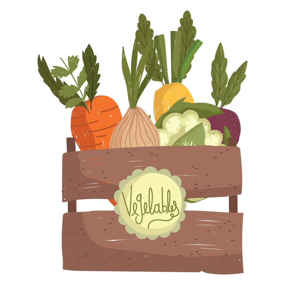 eat local food wooden basket with fresh vegetables vector