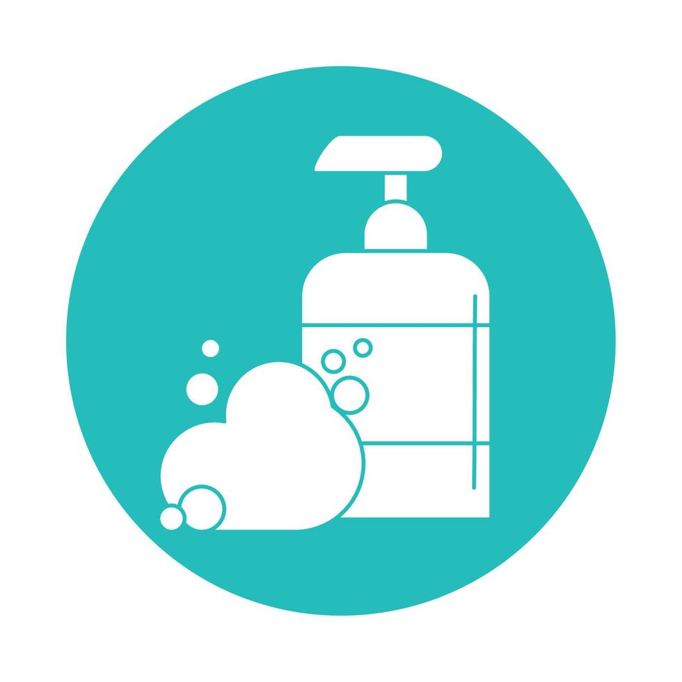 virus covid 19 pandemic liquid soap dispenser block style icon vector