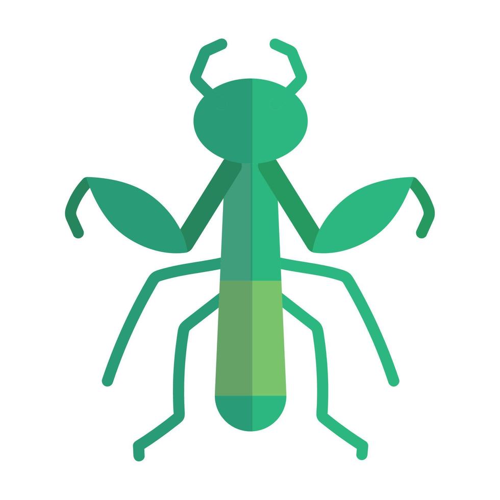 animal insecto mantis en estilo de icono plano de dibujos animados vector