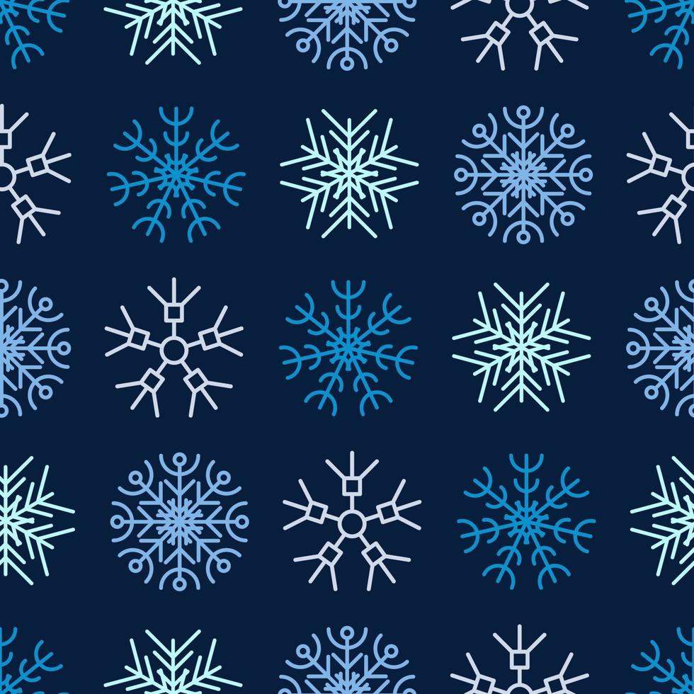 Snowflakes seamless background. Christmas and New Year decoration elements. Vector illustration.