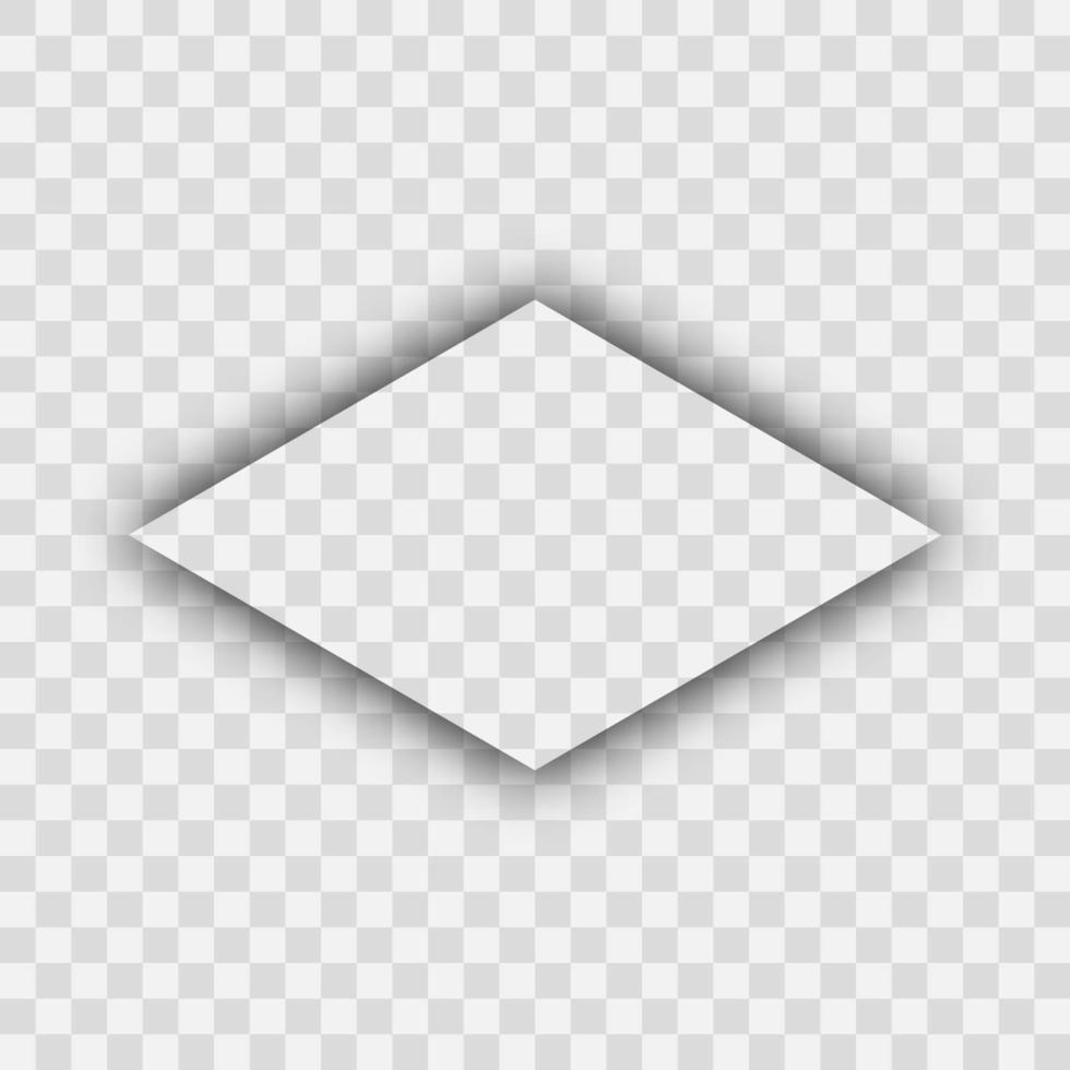 Dark transparent realistic shadow. Shadow from a rhombus isolated on transparent background. Vector illustration.