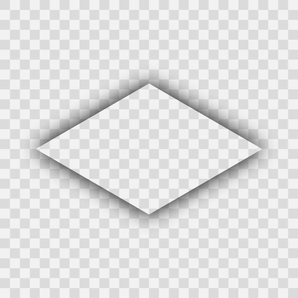 Dark transparent realistic shadow. Shadow from a rhombus isolated on transparent background. Vector illustration.