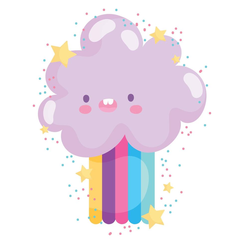 weather cute cloud and rainbow stars forescast vector