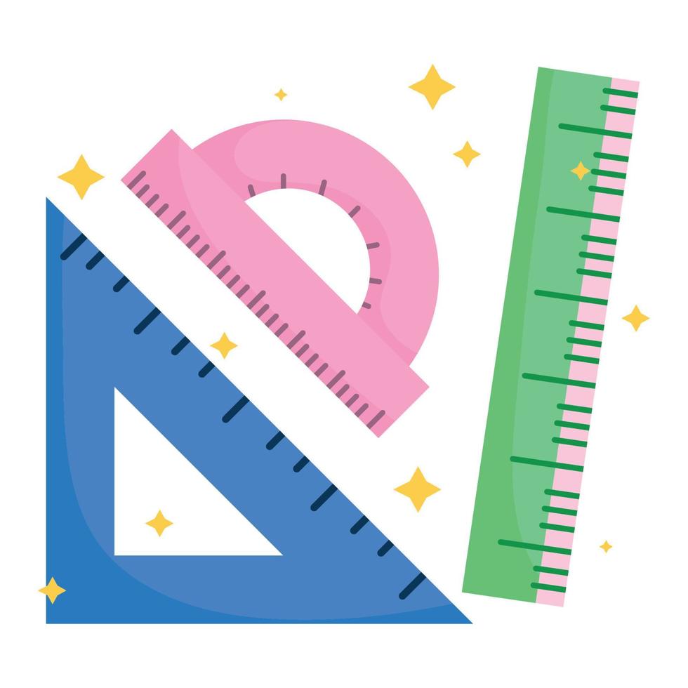 back to school, geometry ruler protractor and triangle measuring vector