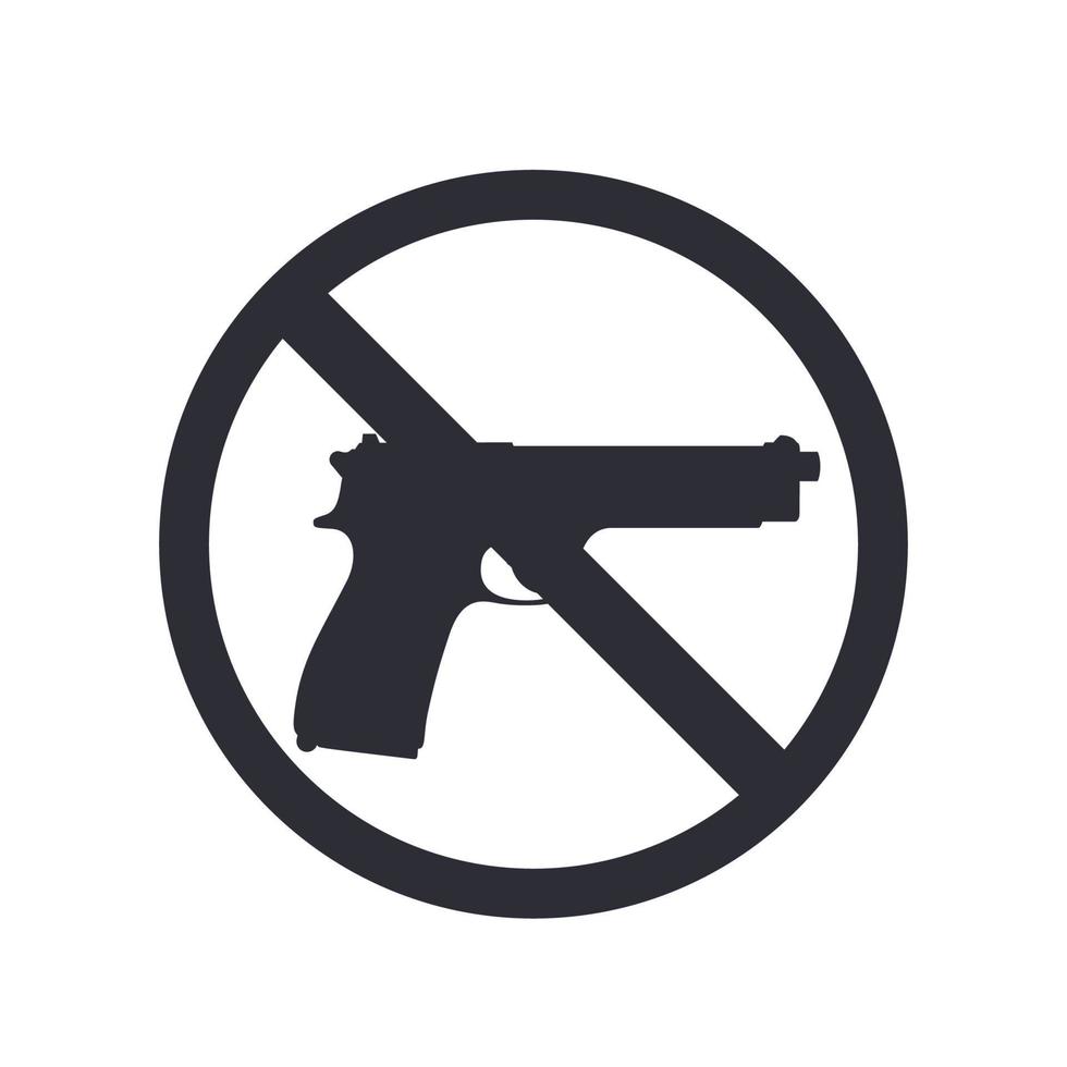 no hay señales de armas con pistola, silueta de pistola, no se permiten armas, ilustración vectorial vector