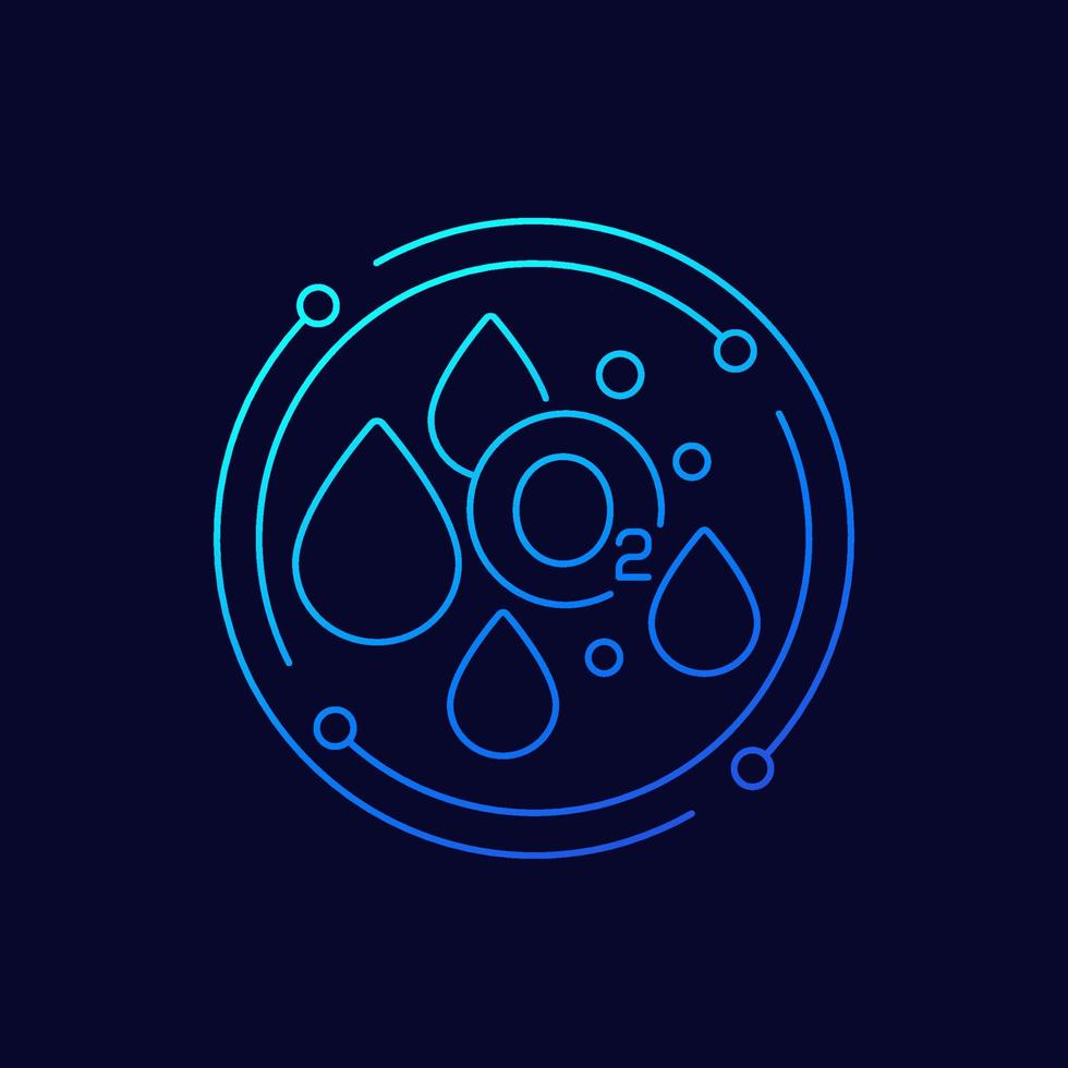 oxygen in blood, O2 line vector icon