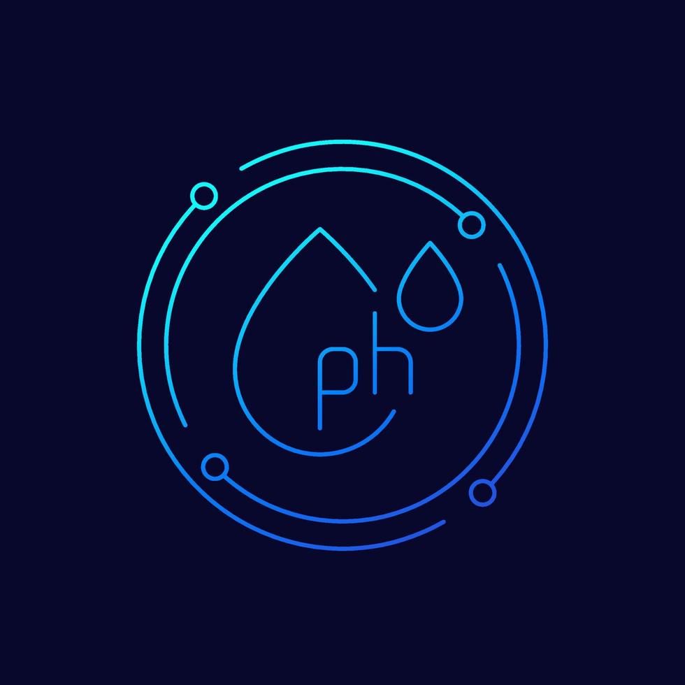 icono de ph con gotas de agua, vector de línea