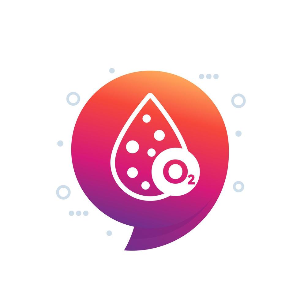 oxygen in blood icon, O2 monitoring vector