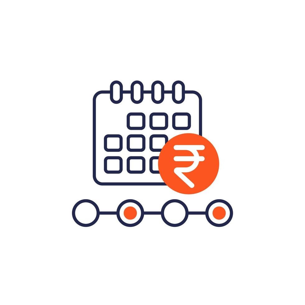 payment calendar icon with rupee vector