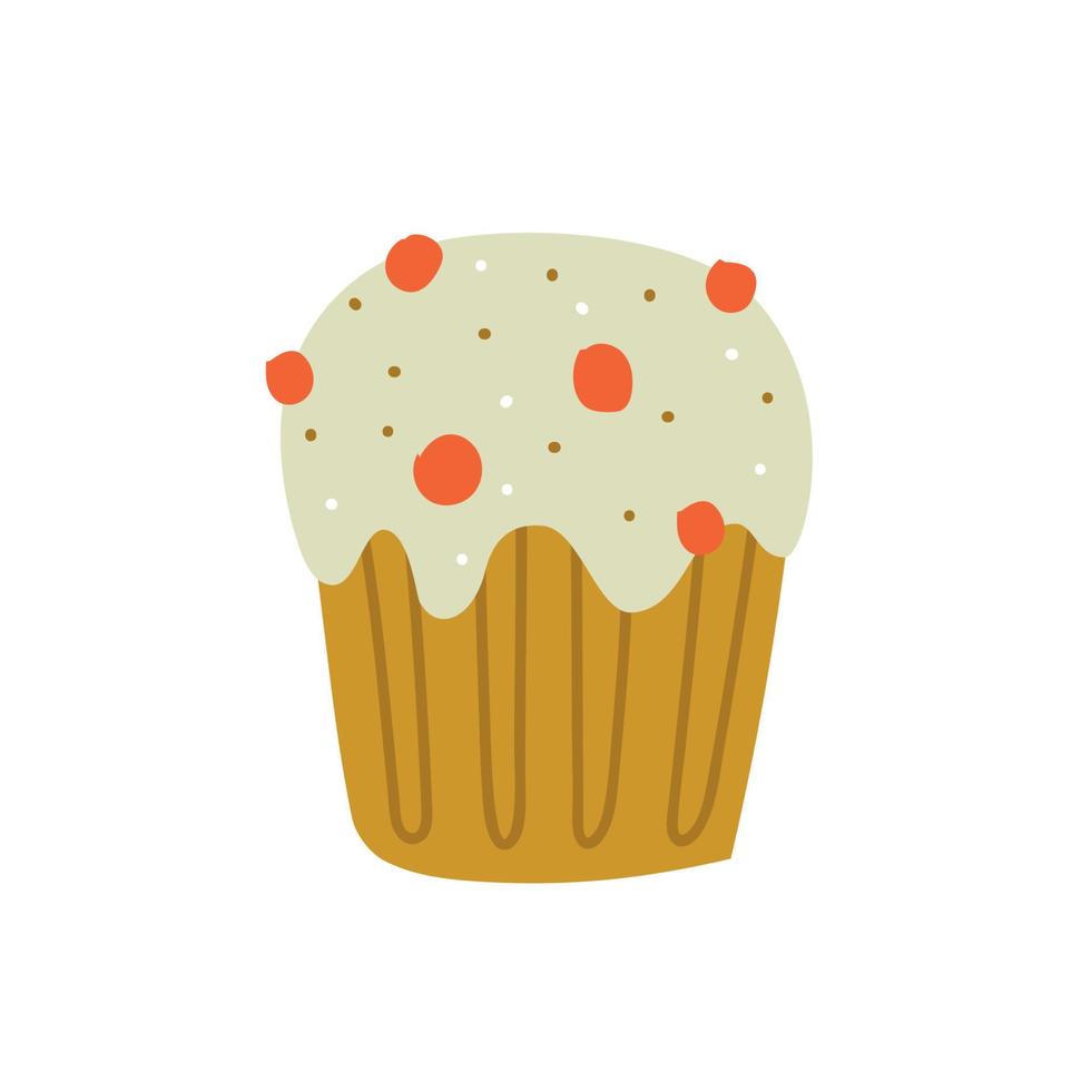 Cupcake with decoration. Confectionery, pastries. Vector image.