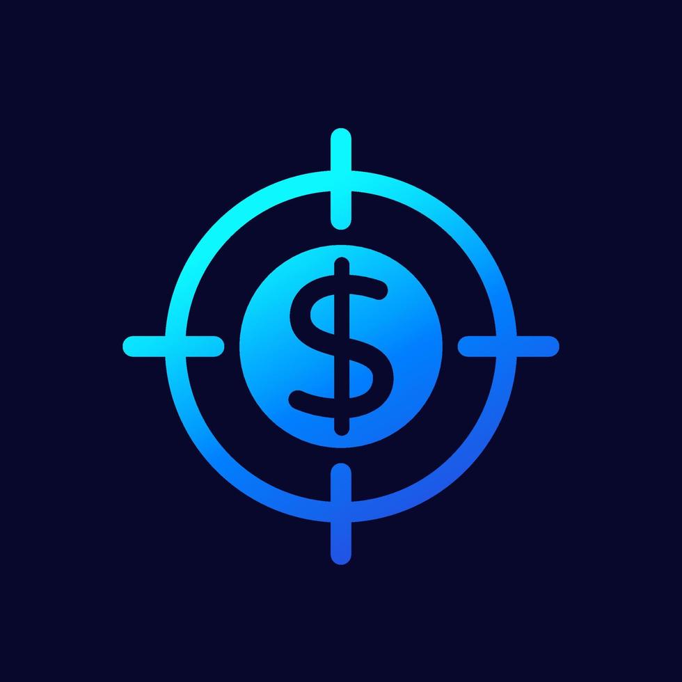 focus on money icon with target vector