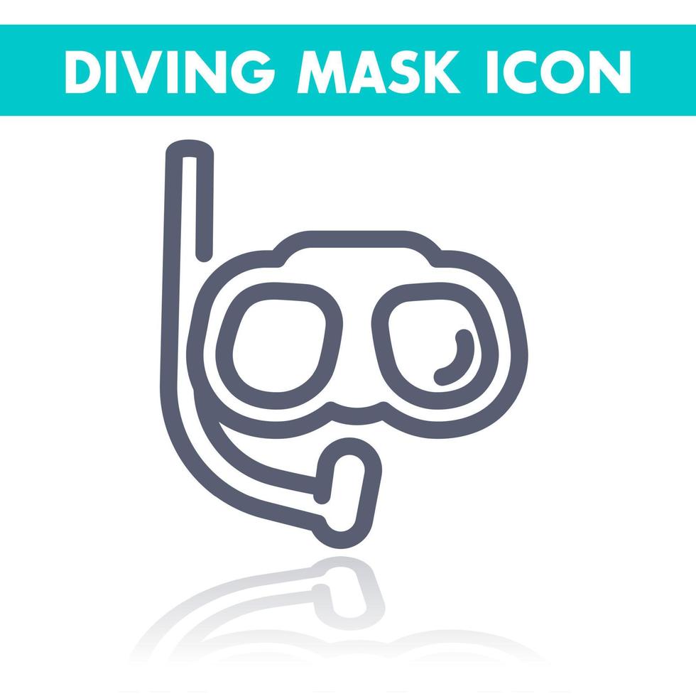 Diving mask line icon isolated over white, vector illustration