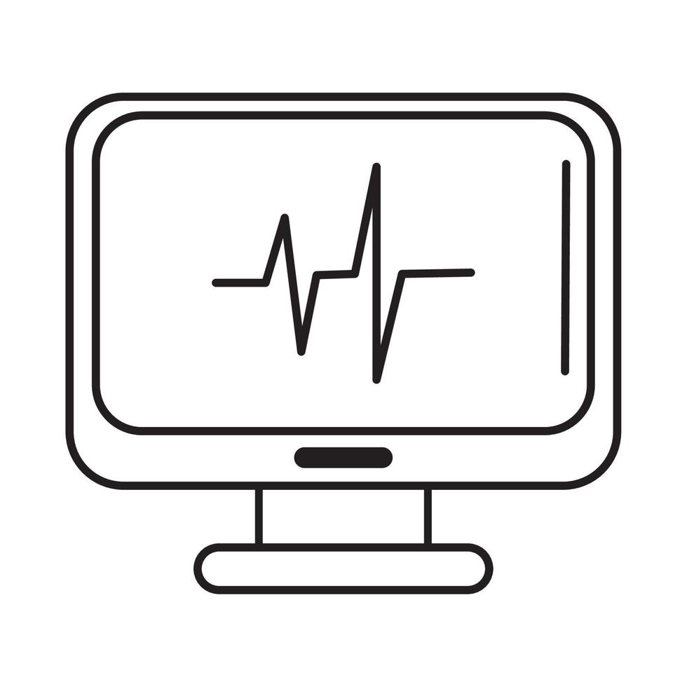 virus covid 19 pandemic computer monitoring line style icon vector