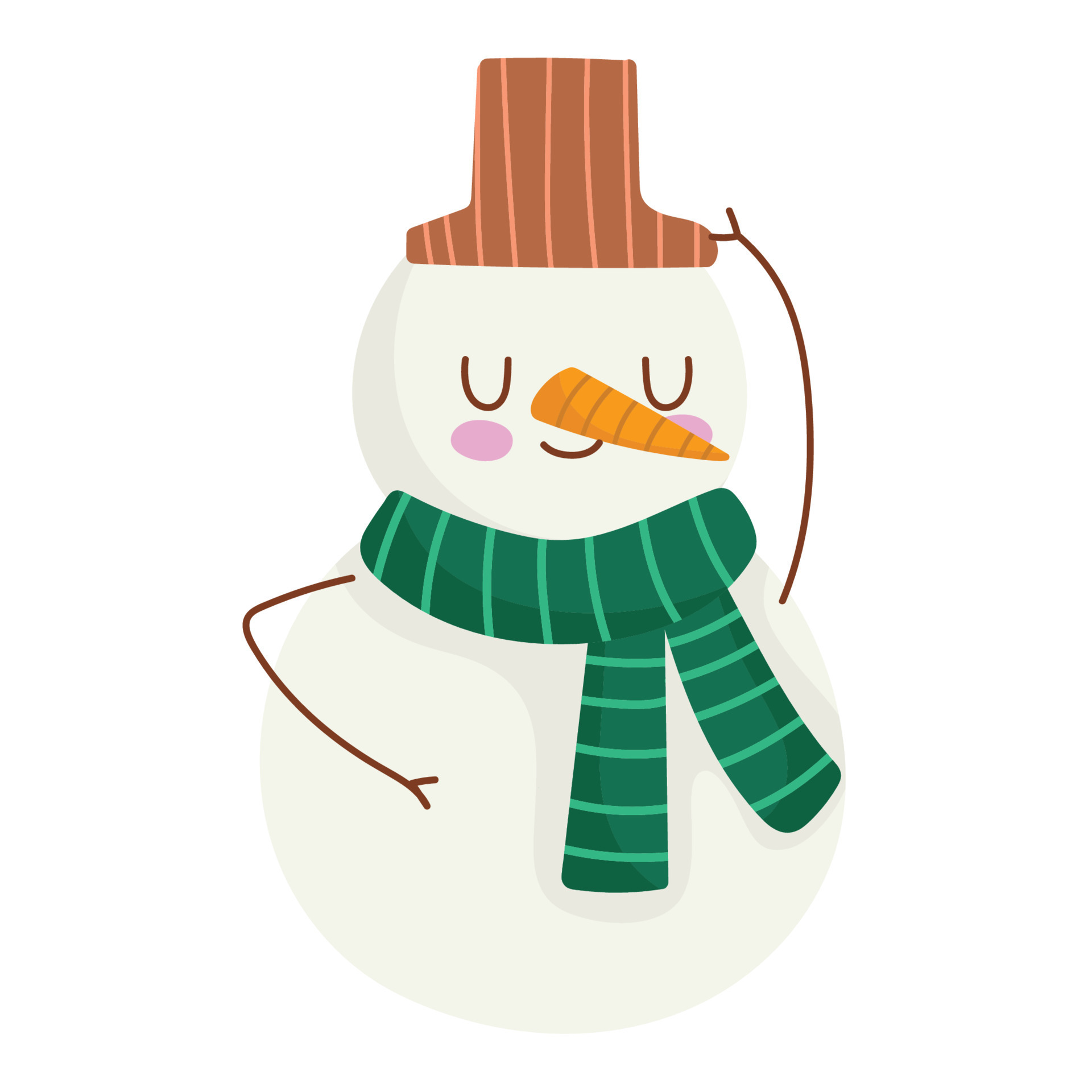 christmas snowman with hat and carf cartoon, winter time 13652668 Vector  Art at Vecteezy