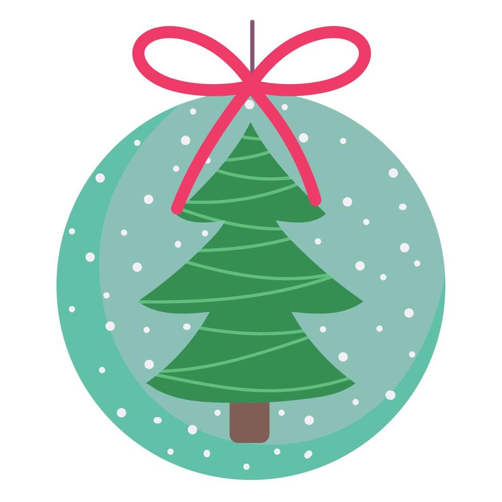 merry christmas snowball with tree decoration and celebration icon vector