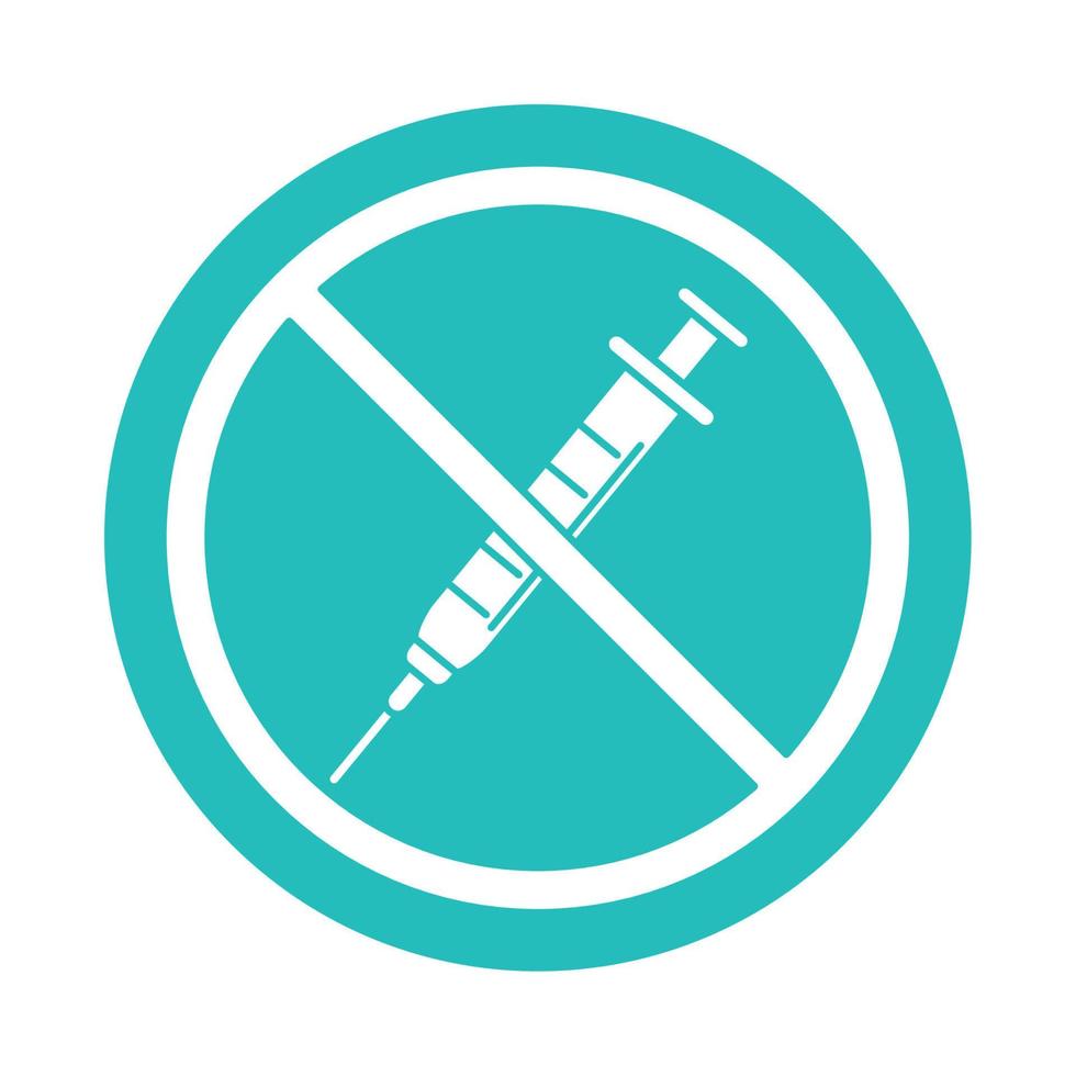 virus covid 19 pandemia prohibido jeringa vacuna bloque estilo icono vector