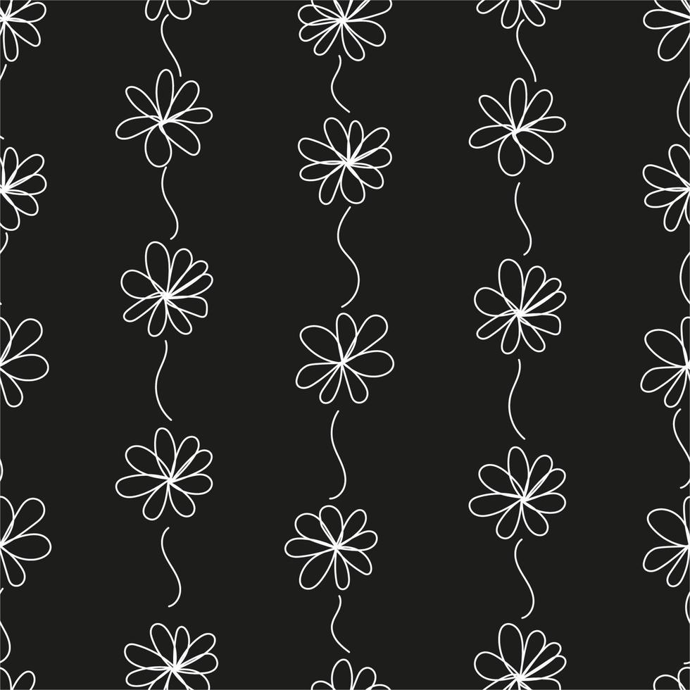 Floral outline vector seamless pattern