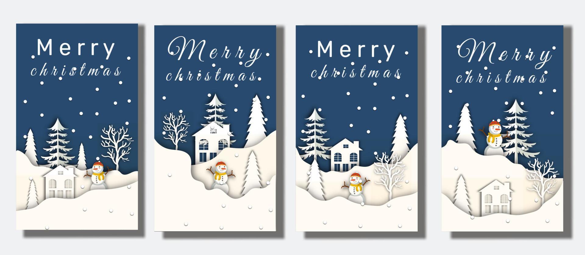 Flat design winter stories template, chirstmas greeting, white landscape winter,paper style background vector