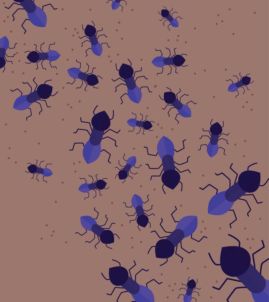 muchas hormigas insectos naturaleza animales pequeños dibujos animados patrón diseño vector