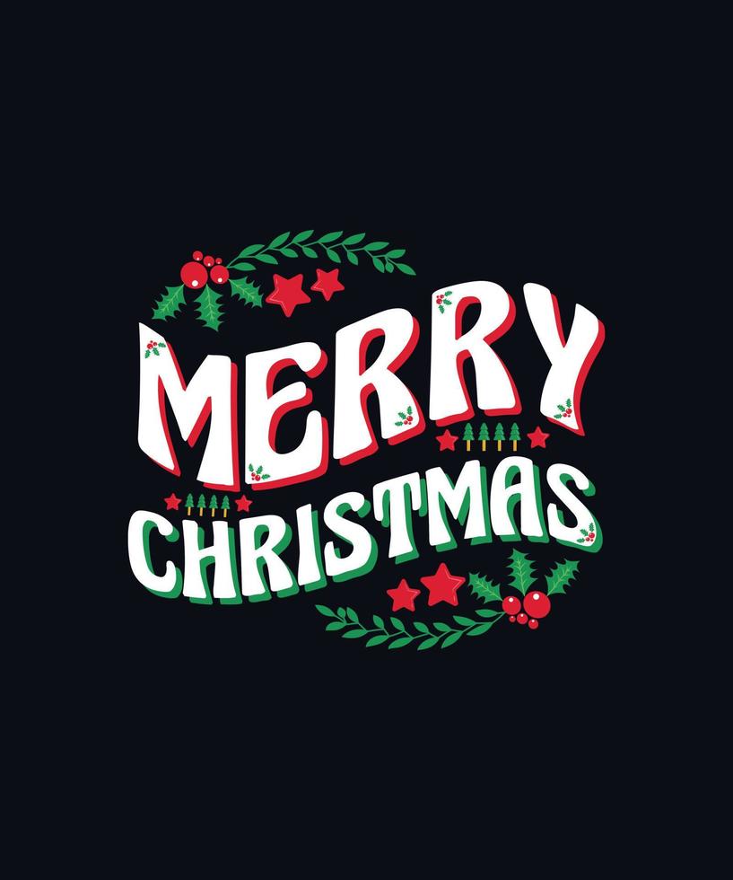 Merry Christmas modern trendy poster and t shirt design vector