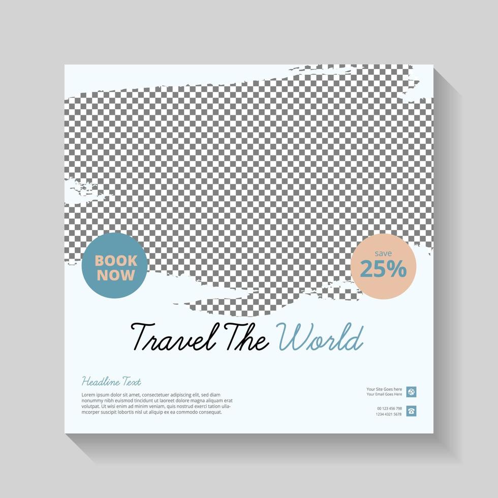 creative modern travel social media post template vector