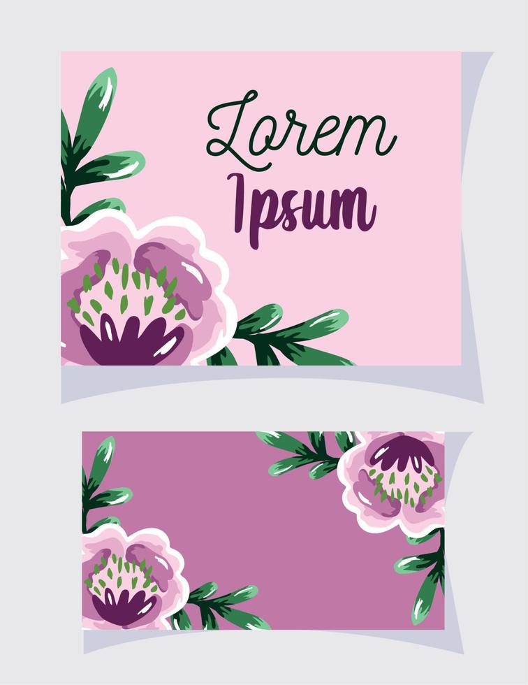 wedding floral invitation, flower leaves watercolor template card vector