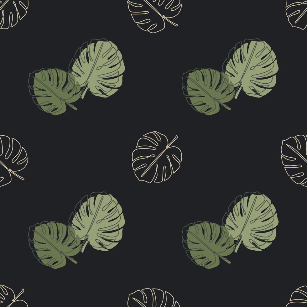 Monstera tropical leaves seamless pattern vector