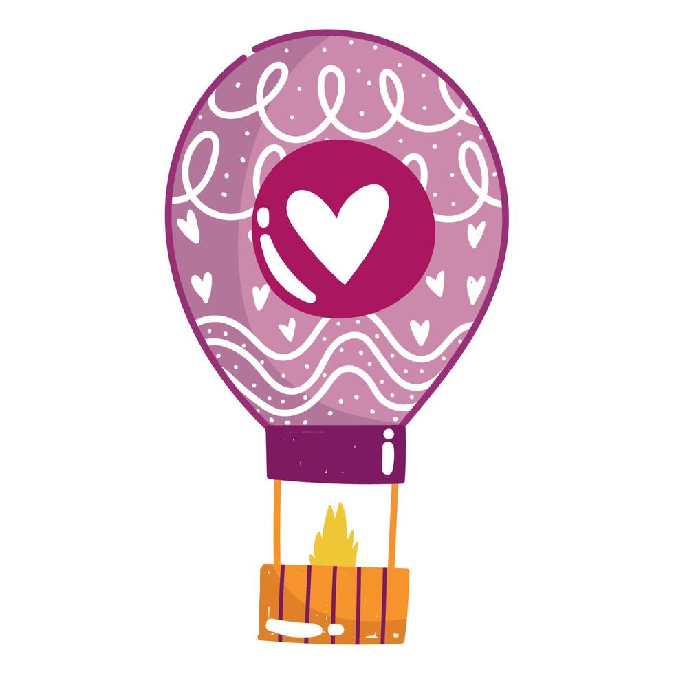 love hot air balloon romantic decoration in cartoon style design vector