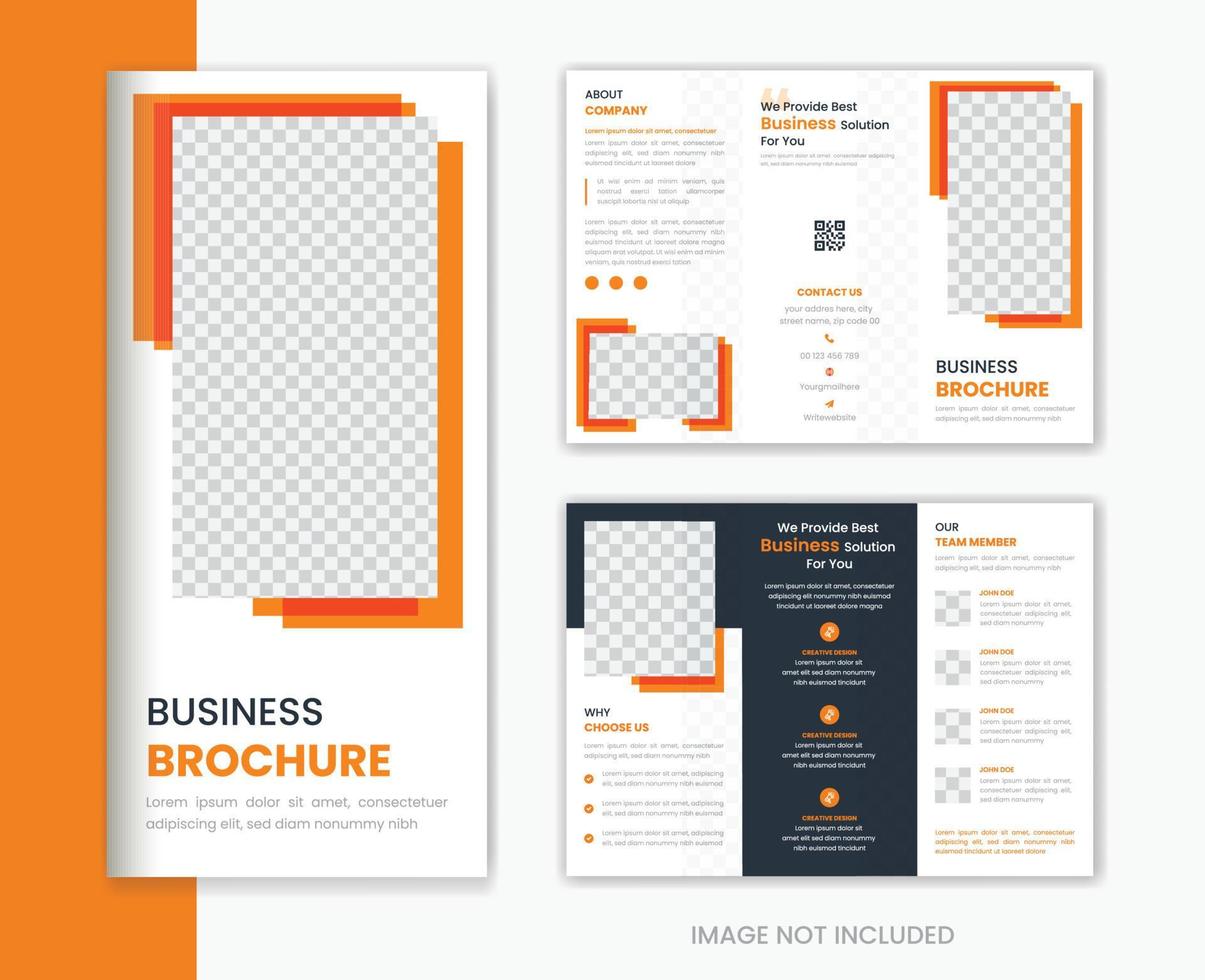 Orange Corporate trifold brochure design template design, business trifold vector