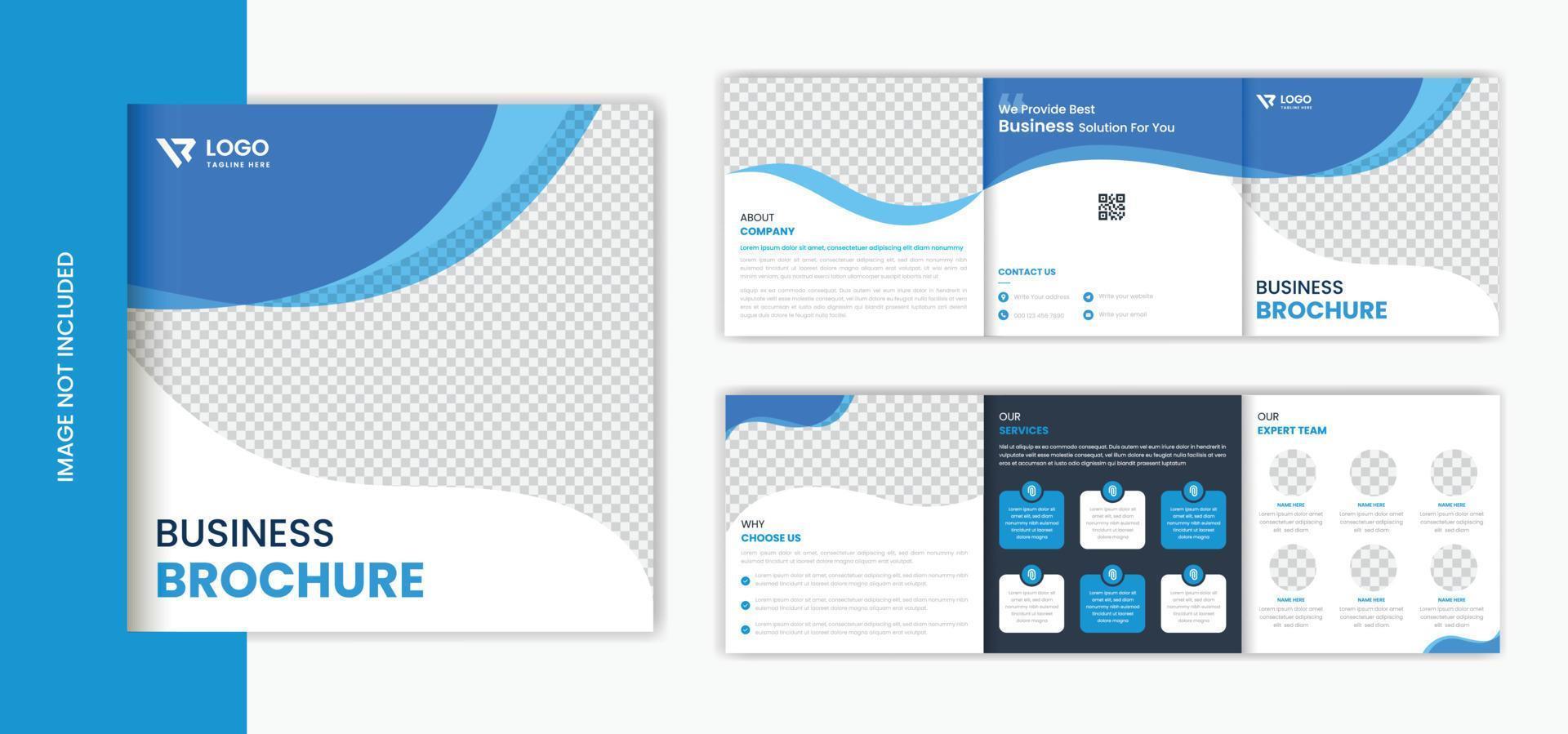 blue Square corporate trifold brochure design template , business brochure layout vector