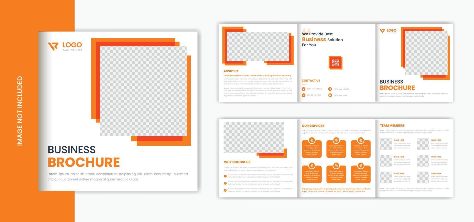 plantilla de diseño de folleto tríptico corporativo cuadrado naranja, vector de diseño de folleto comercial