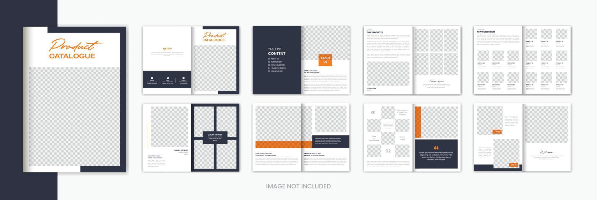 Orange Product catalog brochure design template , minimal product catalogue layout for cover vector