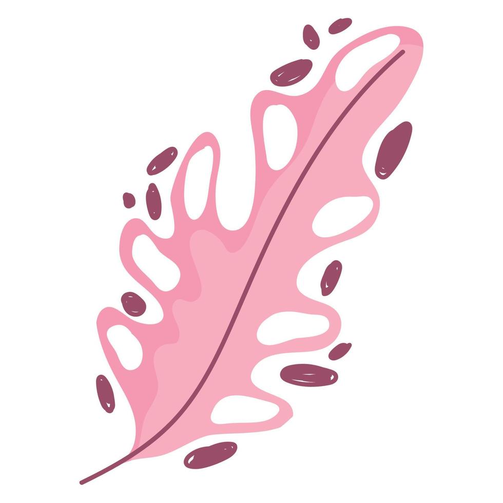 icono de decoración de follaje abstracto de hoja rosa sobre fondo blanco vector