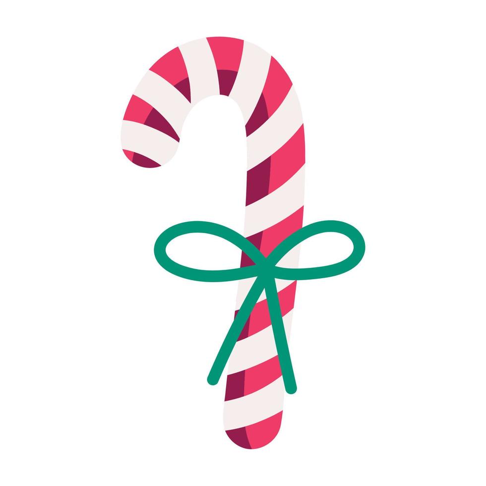 merry christmas candy cane with ribbon decoration and celebration icon vector