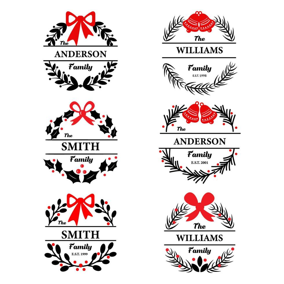 Cristmas monogram vector set.